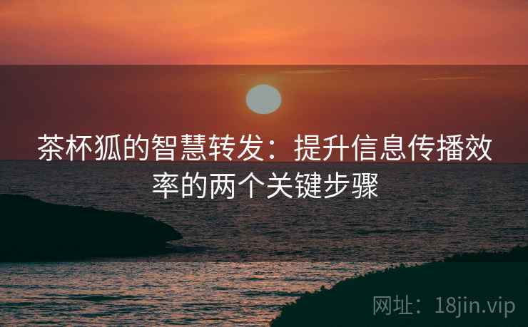 茶杯狐的智慧转发:提升信息传播效率的两个关键步骤 茶杯狐的智慧转发:提升信息传播效率的两个关键步骤