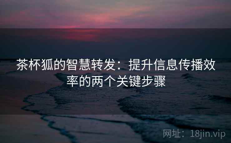 茶杯狐的智慧转发:提升信息传播效率的两个关键步骤 茶杯狐的智慧转发:提升信息传播效率的两个关键步骤