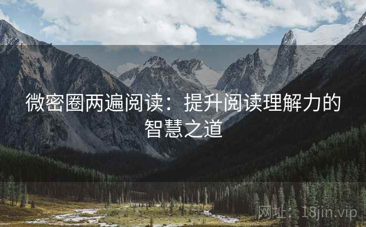 微密圈两遍阅读:提升阅读理解力的智慧之道 微密圈两遍阅读:提升阅读理解力的智慧之道