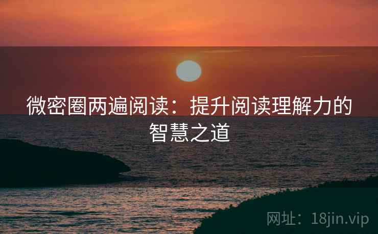 微密圈两遍阅读:提升阅读理解力的智慧之道 微密圈两遍阅读:提升阅读理解力的智慧之道